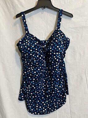 Merona 24W Blue Polka Dot One Piece Swimsuit